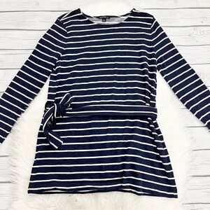 J. Crew Navy and white striped tunic sweater